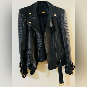 Moussy Black Leather Biker Jacket